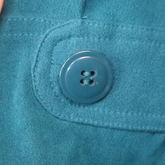 TEAL MICROFIBER BLAZER PS Notations Pleated Faux Suede Bright Spring Office Work - Picture 11 of 13